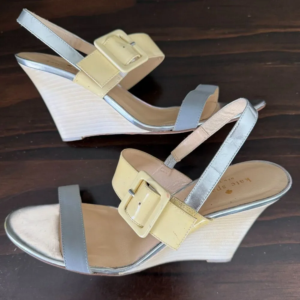 Kate Spade New York Vero Cuoio Slingback Wedge Heel Size 8.5B Made In Italy